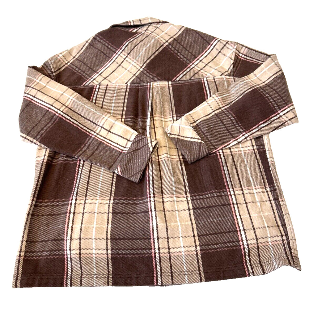 Offline by Aerie Women Flannel Shacket Sz S/P Brown/Tan Shirt Oversized Outdoor - Picture 2 of 8